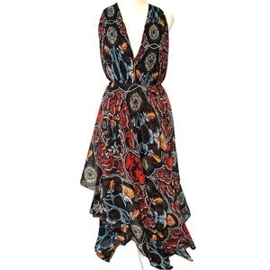 Alice + Olivia Women's Black Kora Print Hankerchief Dress in Size‎ 4